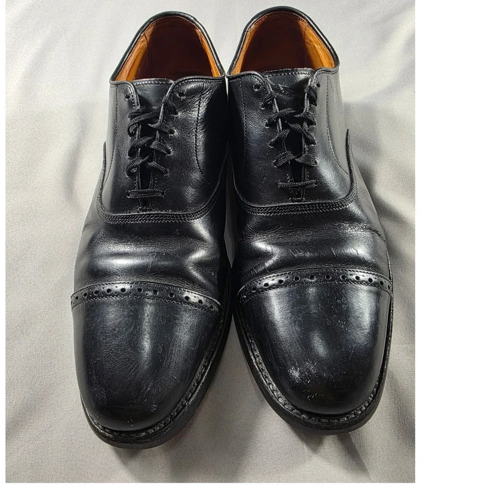 Allen Edmonds Byron Oxford Dress Shoes Mens 10 Black Leather Cap Toe Made in USA